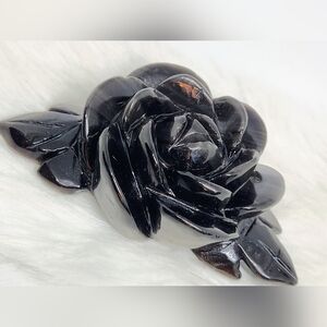🖤 Silver Sheen Obsidian Rose | Crystal Flower Gift | Valentines Day Gift